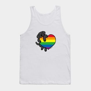 Black Labrador Holding Rainbow Heart Tank Top